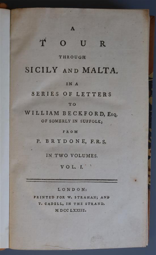 Brydone, Patrick - A Tour through Sicily and Malta, 2 vols, 8vo, rebound half calf, London 1773